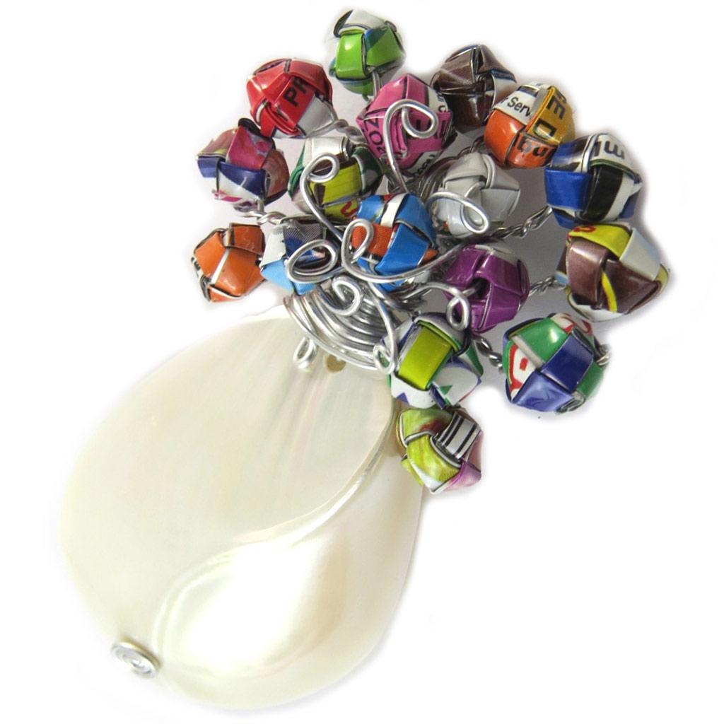 Les Trésors De Lily [N9545] - Broche Artisanale 'New Life' Nacre Multicolore (fait Main)