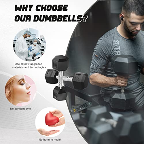 Portzon Unisex-Youth 05-Pound, Pair 8 Colors Options Compatible with Set of 2 Rubber Weights Dumbbell, 5-50 LB, Slip, Anti-roll, Hex Shape, Red, Stand thumbnail