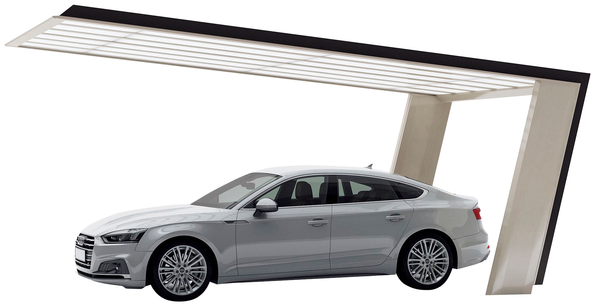 Ximax Einzelcarport »My-Port 7 Typ 3251 Typ 60 Standard«, Aluminium, 259 Cm, Edelstahlfarben-schwarz, Aluminium, Edelstahl-Look/schwarz