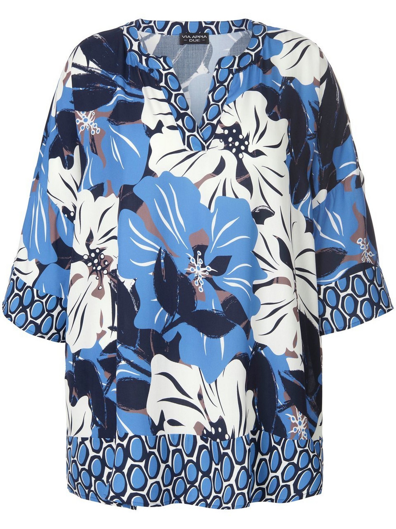 La Blouse Longue 100% Viscose  Via Appia Due Bleu Taille 46 thumbnail