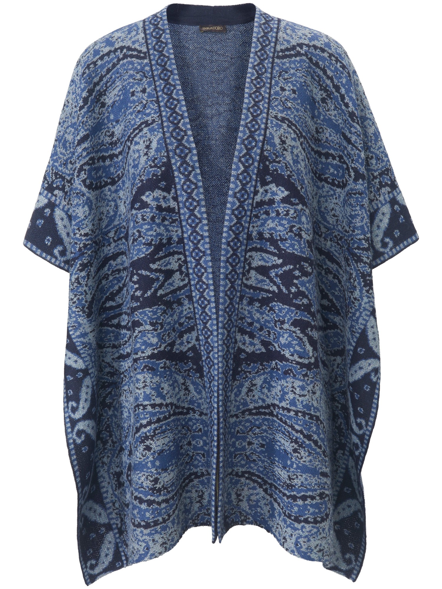 La Cape 100% Alpaga  Inkadoro Bleu Taille 002
