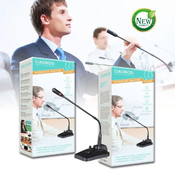 Trade Shop - Microfono Professionale per Conferenze Riunione Tavolo Meeting Scrivania Tx-9764 thumbnail