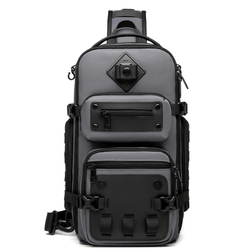 OZUKO 9585 Sling Chest Bag Large Capacity Outdoor Sports Tactical Waterproof Crossbody Shoulder Bag - Dark Grey