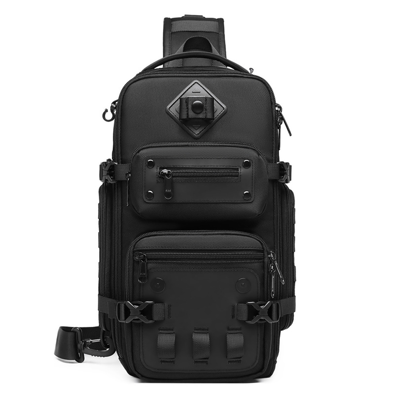 OZUKO 9585 Sling Chest Bag Large Capacity Outdoor Sports Tactical Waterproof Crossbody Shoulder Bag - Black