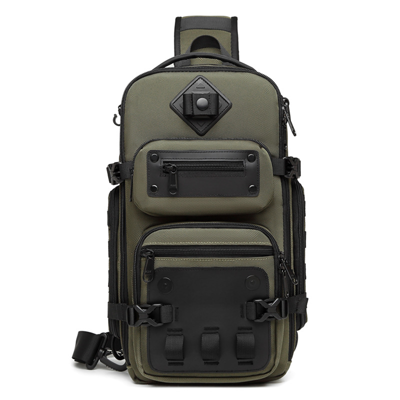 OZUKO 9585 Sling Chest Bag Large Capacity Outdoor Sports Tactical Waterproof Crossbody Shoulder Bag - Army Green