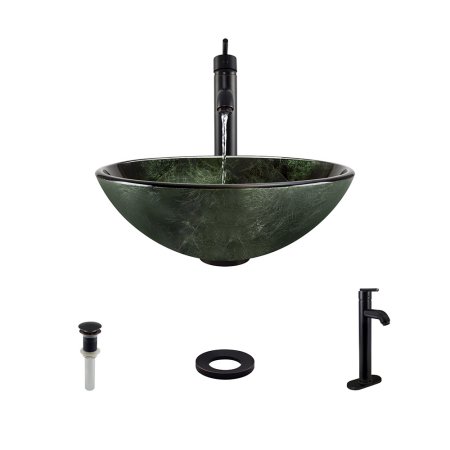 MR Direct 629 Vessel Sink Ensemble with an Antique Bronze Finish 718 Faucet  Pop-up Drain  and Sink Ring.