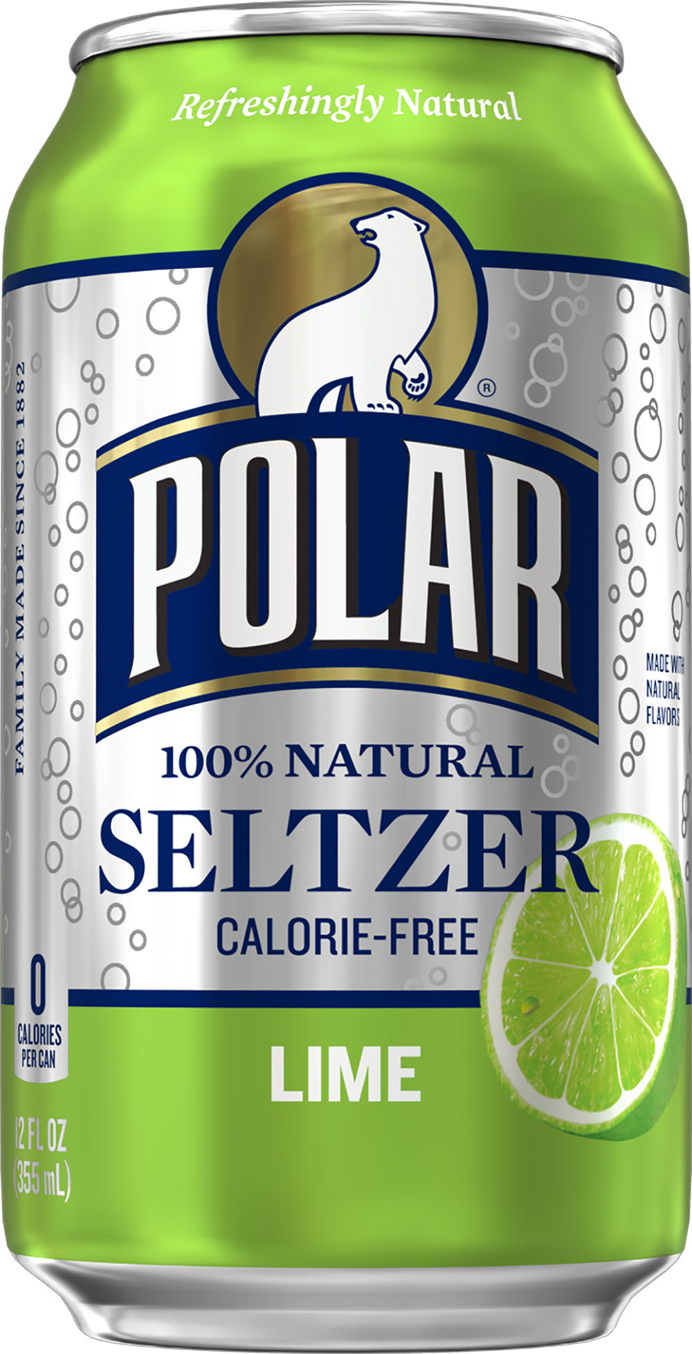 Polar Seltzer Water, Lime, 12 Fl Oz, 24 Count