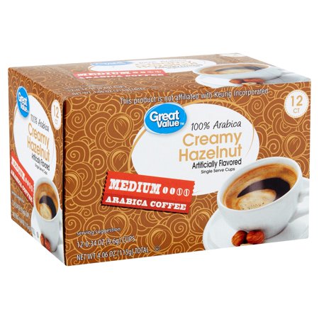 Great Value 100% Arabica Creamy Hazelnut Coffee Pods, Medium Roast, 12 Count