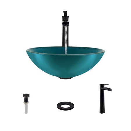 MR Direct 601 Taupe Vessel Sink Ensemble with an Antique Bronze Finish 731 Faucet  Pop-up Drain  and Sink Ring.