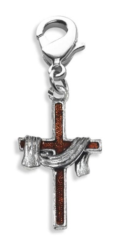 4497S Cross with Shroud Charm Dangle, Silver