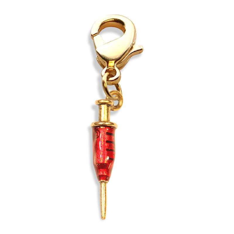 Syringe Charm Dangle in Gold