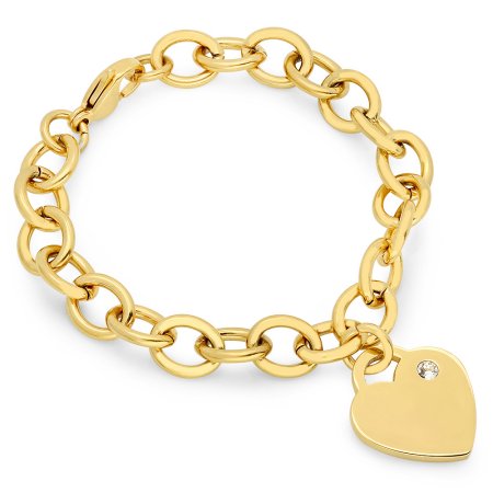 Hmy Jewerly 18k G Heart Charm Brac Swarovski Crystal
