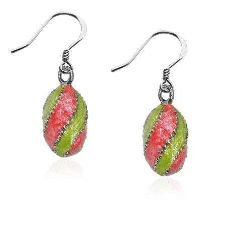 2477S-ER Easter Egg Pendant Charm Earrings in Silver
