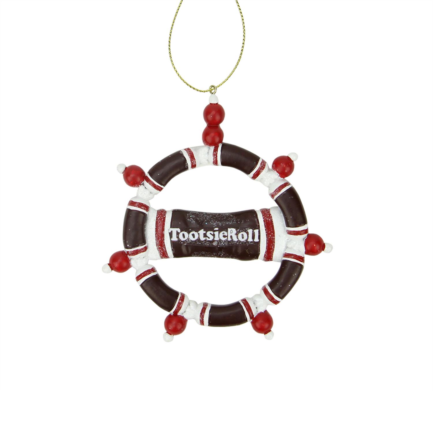 4  Tootsie Roll Original Chewy Chocolate Candy Claydough Christmas Wreath Ornament