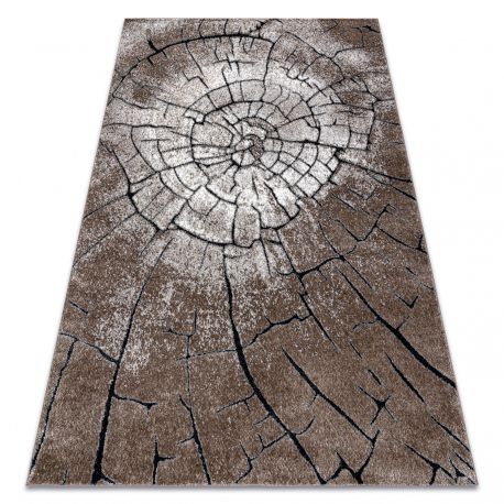 Moderní Koberec COZY 8875 Wood, Kmen Stromu - Strukturální, Dvě úrovně Rouna, Hnědý (Velikost: 80x150 Cm)