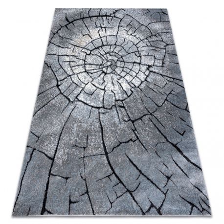Moderní Koberec COZY 8875 Wood, Kmen Stromu - Strukturální, Dvě úrovně Rouna šedá / Modrý (Velikost: 80x150 Cm)