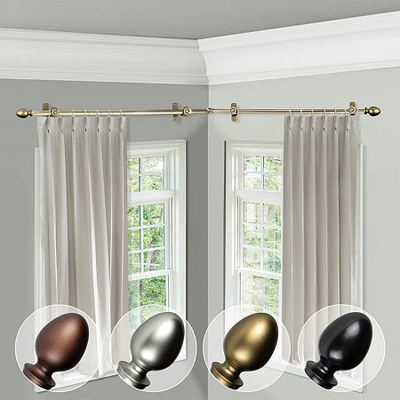 Central Design 4875-284-CORNER 0.812 in. Dia. Faye Corner Curtain Rod  Antique Brass - 28-48 in thumbnail