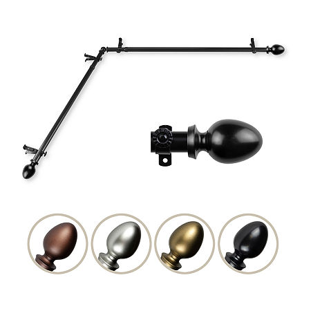 Central Design 4875-482-CORNER 0.812 in. Dia. Faye Corner Curtain Rod  Black - 48-84 in