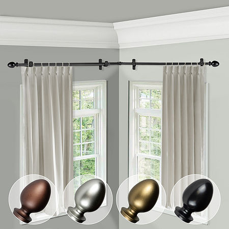 Central Design 4875-482-CORNER 0.812 in. Dia. Faye Corner Curtain Rod  Black - 48-84 in thumbnail