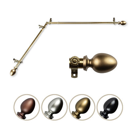 Central Design 4875-664-CORNER 0.812 in. Dia. Faye Corner Curtain Rod  Antique Brass - 66-120 in