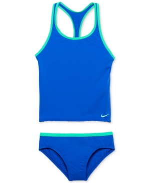 Nike 2-Pc. Racer-Back Sport Tankini Swimsuit, Big Girls - Blue 10