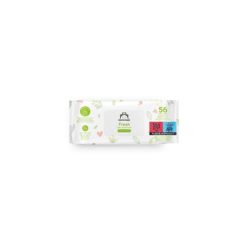 Amazon Brand - Mama Bear Fresh Lightly Fragranced Baby Wipes, 56 Count (Pack of 18), Packaging May Vary thumbnail