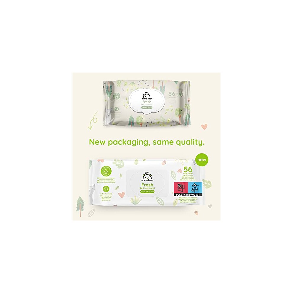 Amazon Brand - Mama Bear Fresh Lightly Fragranced Baby Wipes, 56 Count (Pack of 18), Packaging May Vary thumbnail