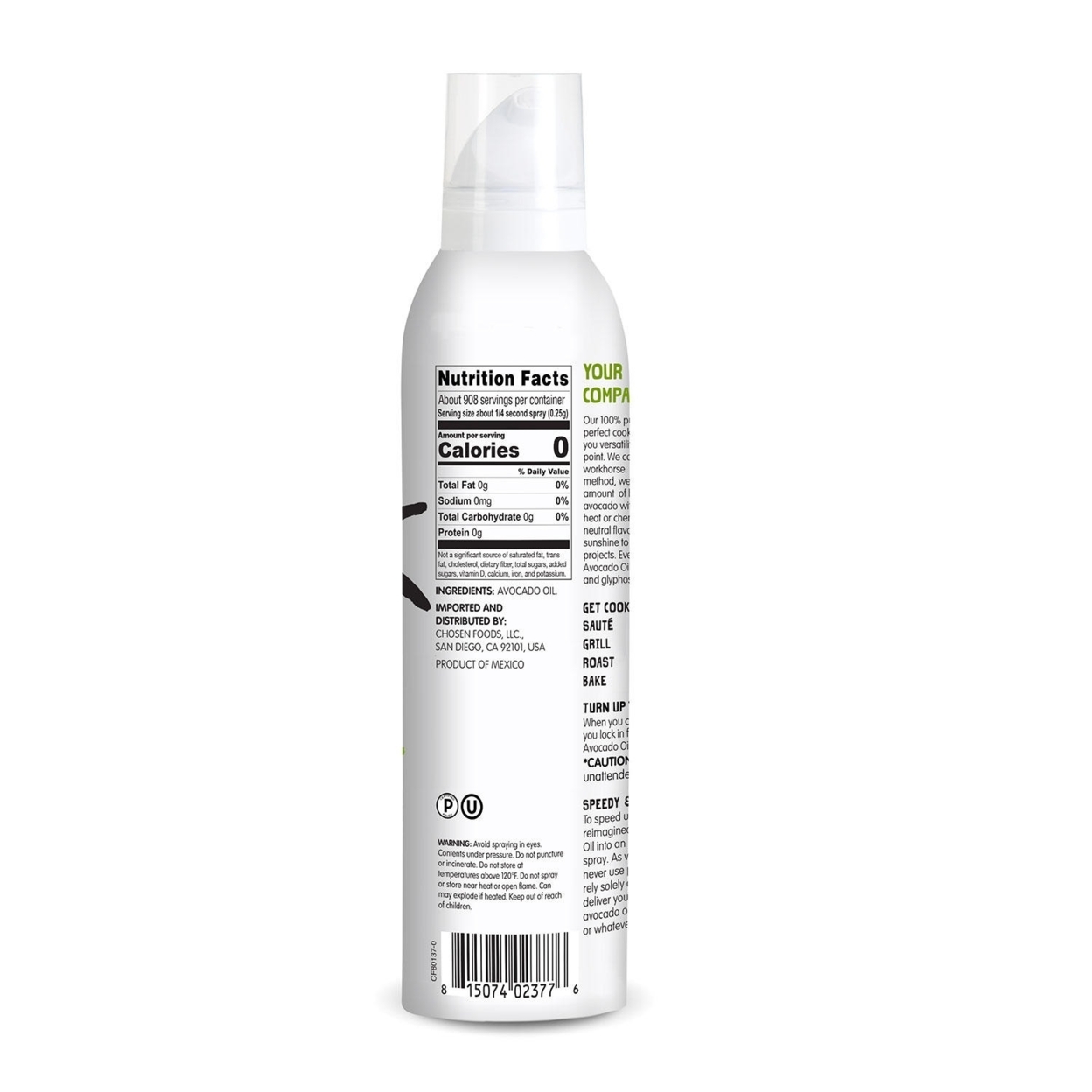 Chosen Foods Avocado Oil Cooking Spray 8 Ounce (Pack of 2) thumbnail