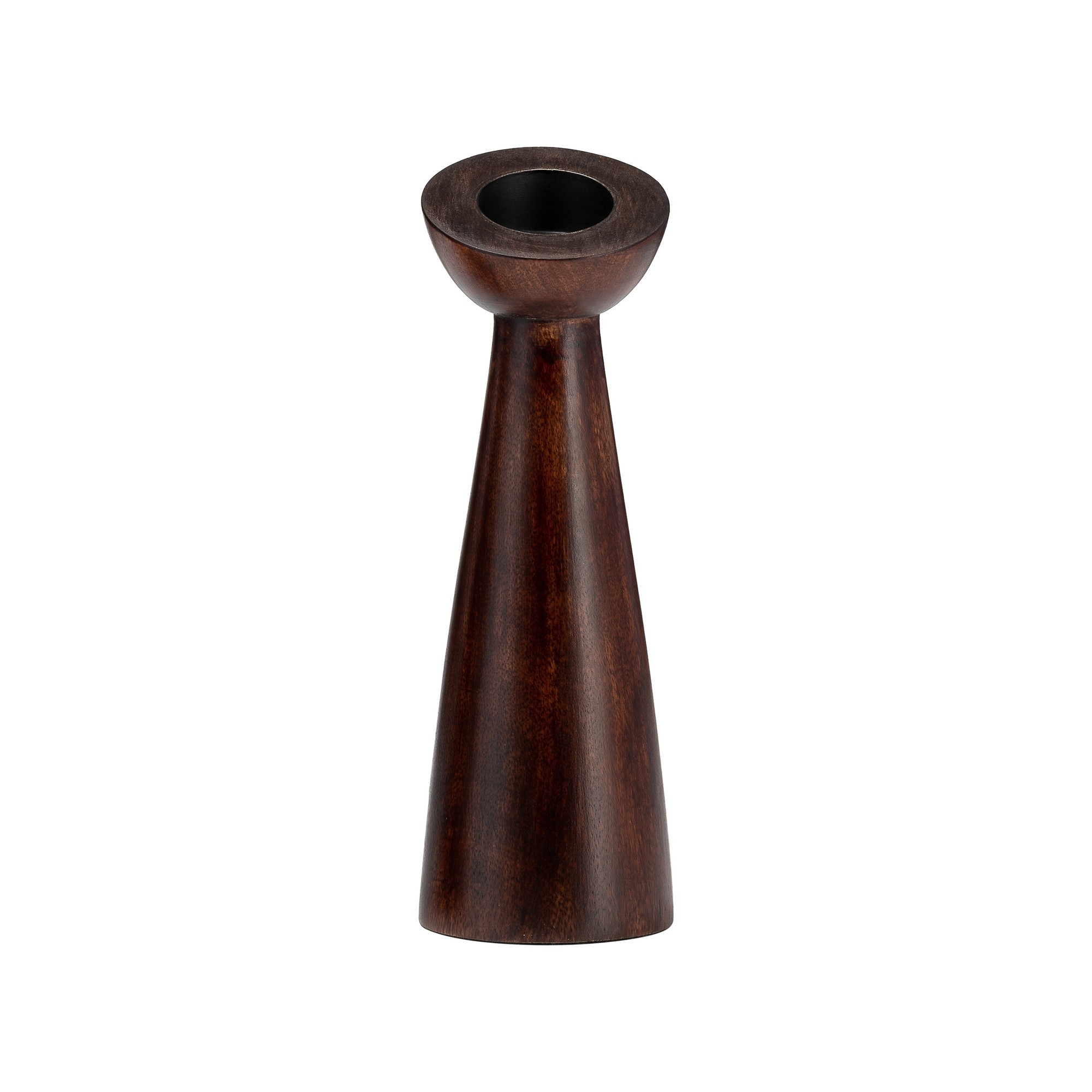 17579-03 9 in. Wood Slanted Candle Holder, Brown