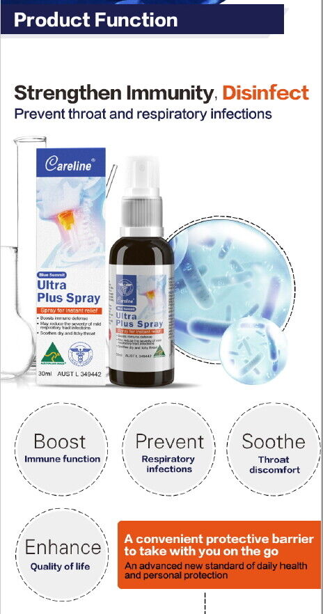 Careline  Propolis & Olea Europaea Spray Relief Sore Throats Honey Boost Immune thumbnail