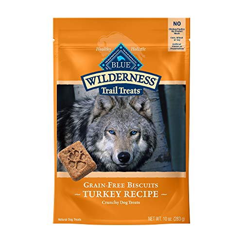 Blue Buffalo Wilderness Trail Treats High Protein Grain Free Crunchy Dog Treats Biscuits, Turkey Recipe 10-oz Bag