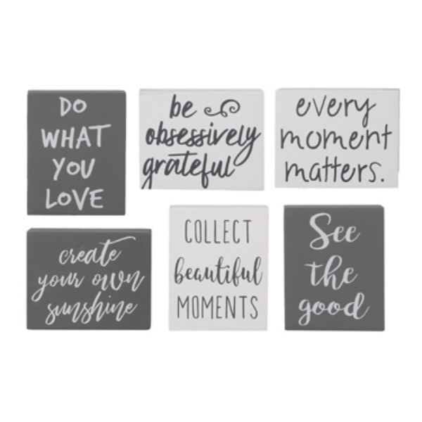 Youngs 18988 Wood Mini Block Signs  Assorted Color - 6 Piece