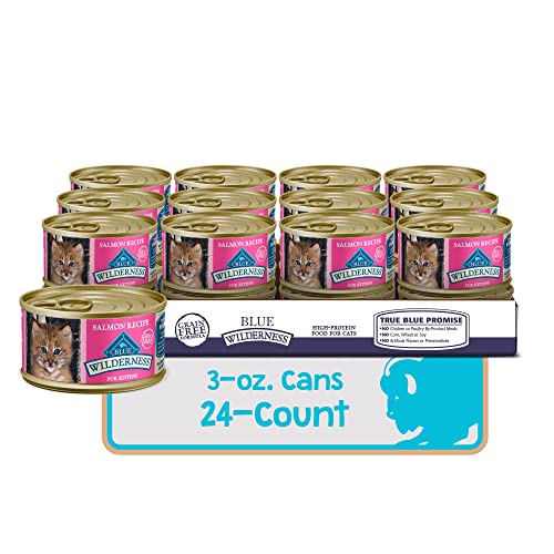 Blue Buffalo Wilderness High Protein Grain Free, Natural Kitten Pate Wet Cat Food, Salmon 3-oz Cans (Pack of 24) thumbnail