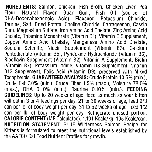 Blue Buffalo Wilderness High Protein Grain Free, Natural Kitten Pate Wet Cat Food, Salmon 3-oz Cans (Pack of 24) thumbnail