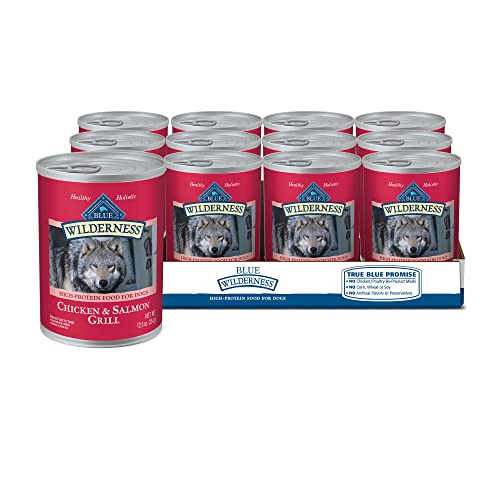 Blue Buffalo Wilderness High Protein, Natural Adult Wet Dog Food, Salmon & Chicken Grill 12.5-oz Cans (Pack of 12)