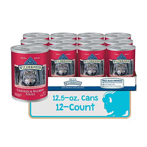 Blue Buffalo Wilderness High Protein, Natural Adult Wet Dog Food, Salmon & Chicken Grill 12.5-oz Cans (Pack of 12) thumbnail