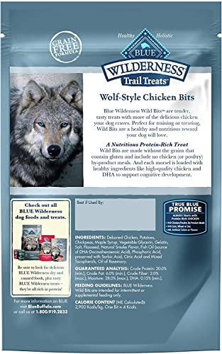 Blue Buffalo Wilderness Trail Treats Wild Bits High Protein Grain Free Soft-Moist Training Dog Treats, Chicken Recipe 4-oz Bag thumbnail