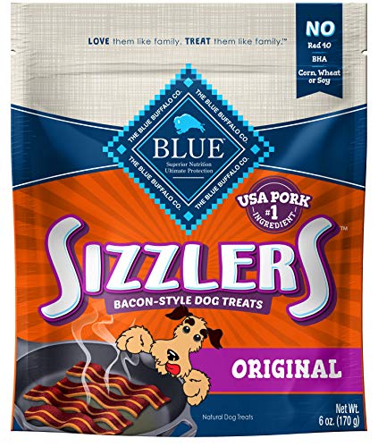 Blue Buffalo Sizzlers Natural Bacon-Style Soft-Moist Dog Treats, Original Pork 6-oz Bag