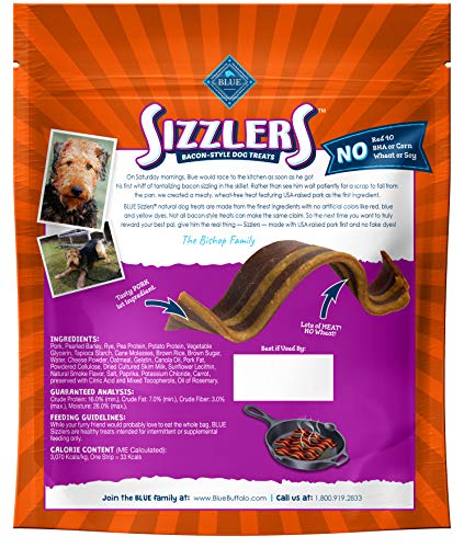 Blue Buffalo Sizzlers Natural Bacon-Style Soft-Moist Dog Treats, Original Pork 6-oz Bag thumbnail