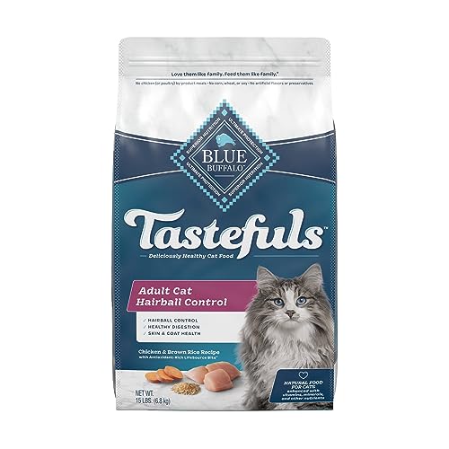 Blue Buffalo Tastefuls Hairball Control Natural Adult Dry Cat Food, Chicken, 15lb Bag