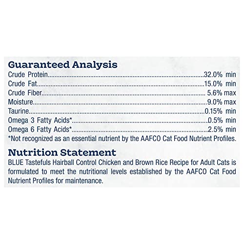 Blue Buffalo Tastefuls Hairball Control Natural Adult Dry Cat Food, Chicken, 15lb Bag thumbnail
