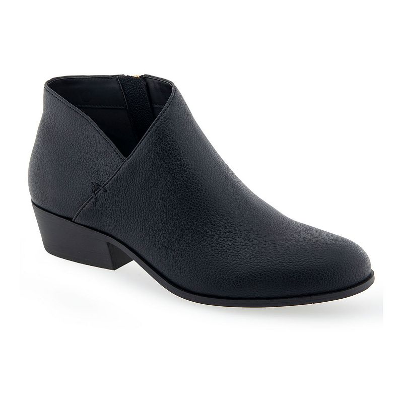 Aerosoles Women's Cayu Ankle Boots - Black Faux Leather - Polyurethane
