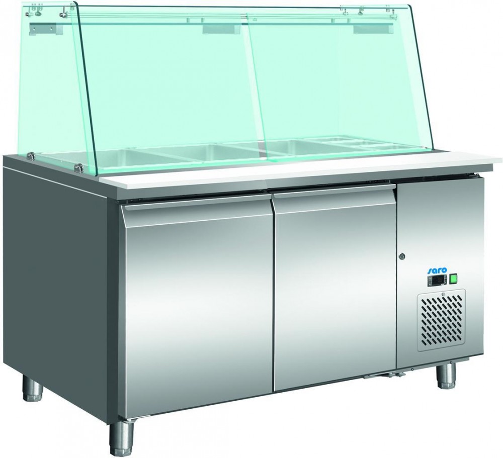 Kühltisch Mit Glasaufsatz Modell SG 3070 Arbeitstisch Pizzatisch 1795 X 700 X 1395 - 1455 Mm