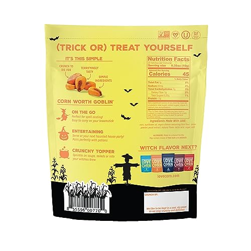 LOVE CORN Halloween Cheezy 0.35oz X 20 Bags - Delicious Crunchy Corn - Trick or Treat Snacks - Healthy Family Snacks - Gluten Free, Kosher, NON-GMO - thumbnail