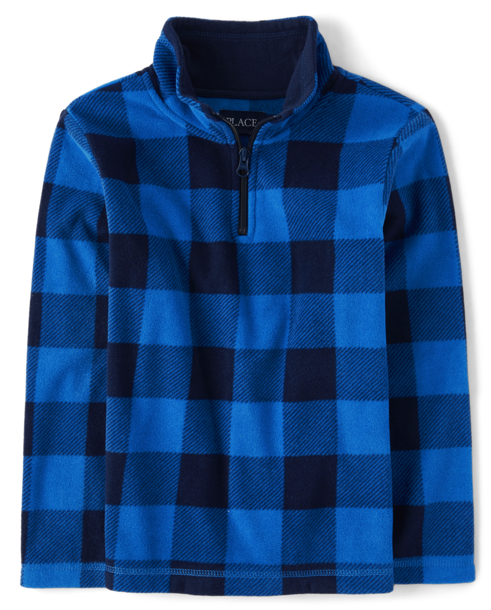 The Children's Place Kids Buffalo Plaid Glacier Fleece Half-Zip Pullover | Size Small (5/6) | Blue