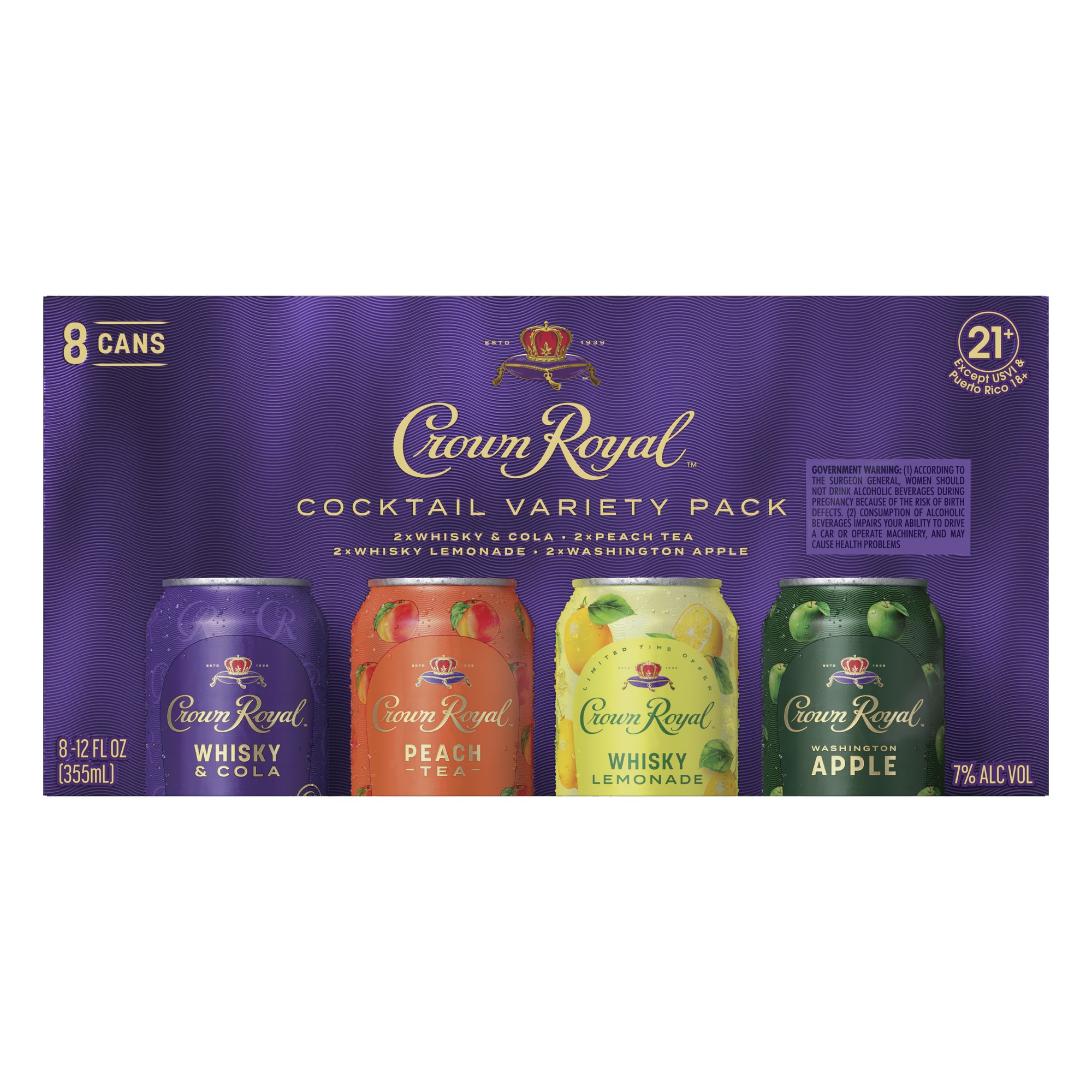 Crown Royal Whisky Cocktail, Variety 8-PACK Rum Cola Ready-to-drink - 8x 12oz Cans