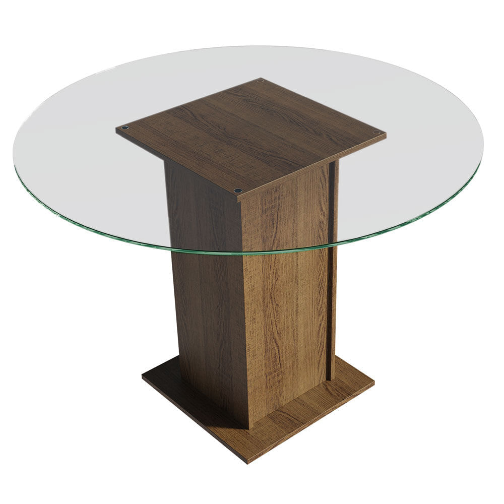 Mesa De Comedor Circular Con Encimera De Vidrio 5325 Marrón