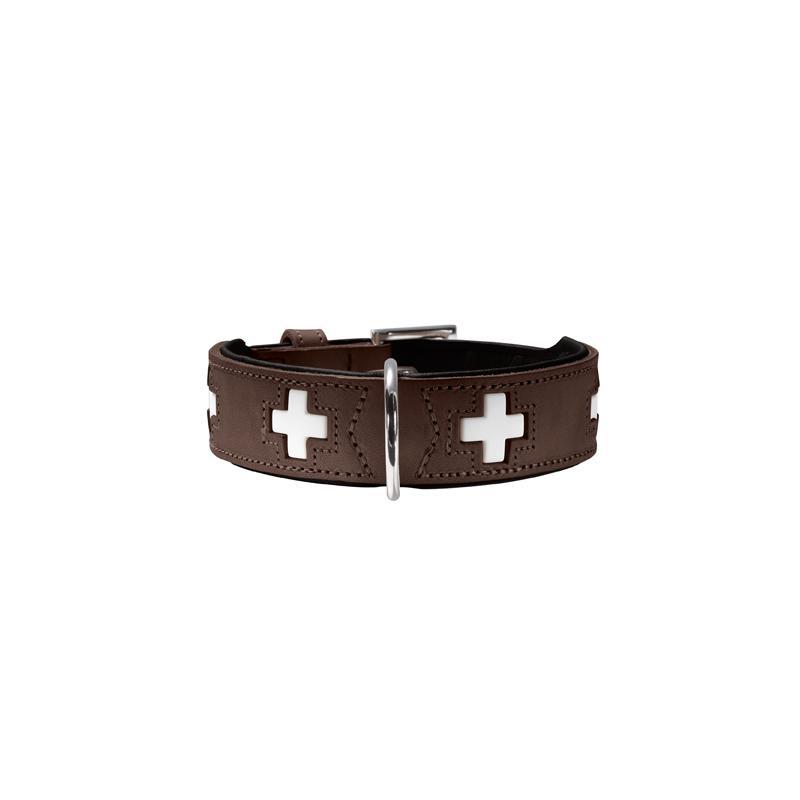 Hunter Swiss Organic Leather Collar, 37, Brown/Black