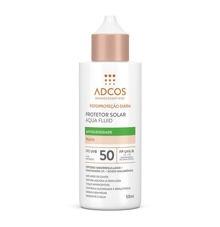 Protetor Solar Adcos Aqua Fluid Peach FPS 50 50ml