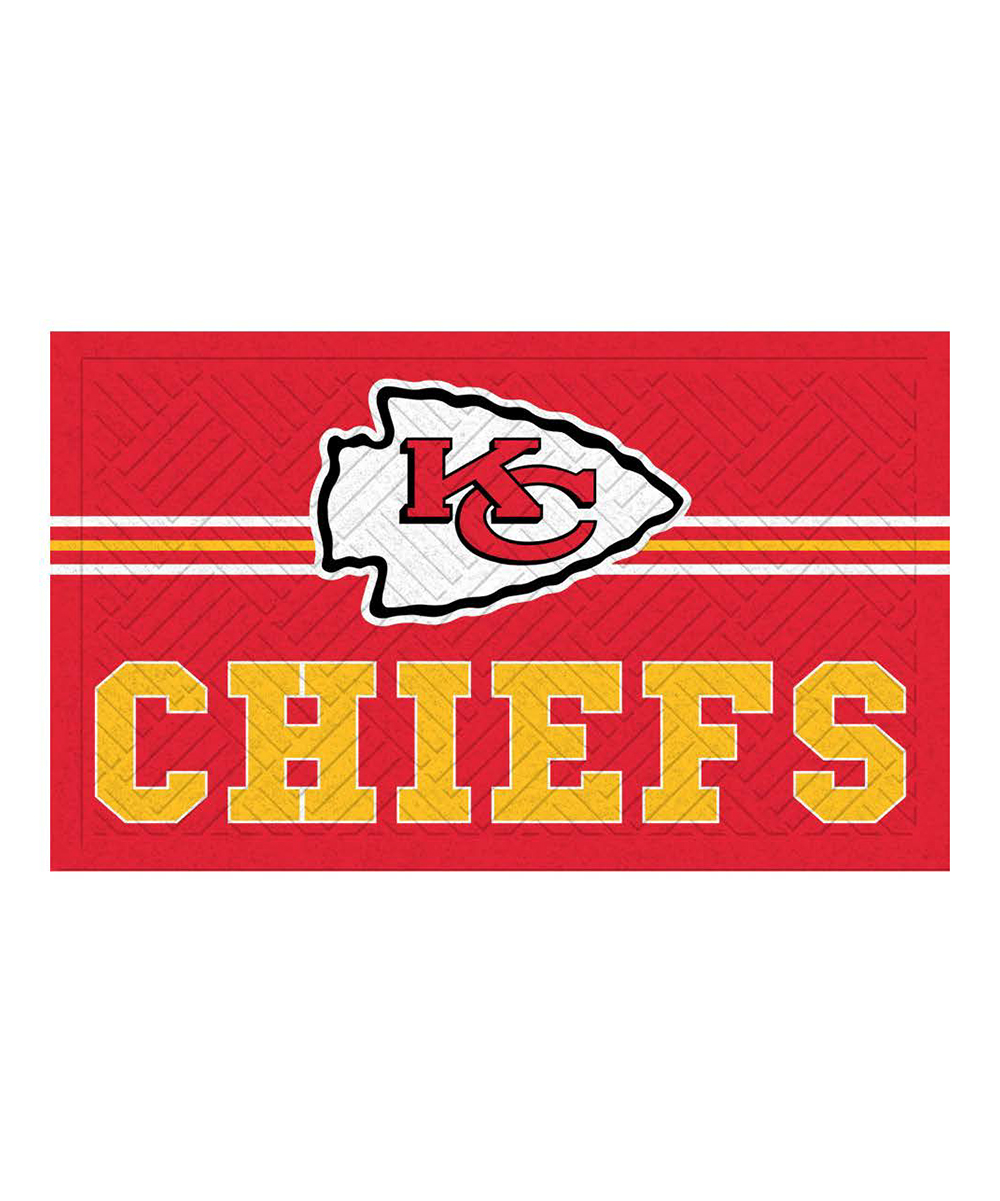 Team Sports America NFL Entrance Doormat | 28 X 16 Inches | Embossed Cross Hatch | Non - Slip Backing | Indoor and Outdoor Home D?cor (Kansas City Chi